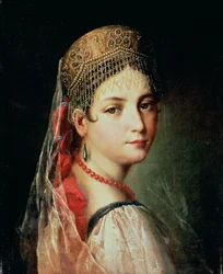 Portrét mladé dívky v Sarafan a Kokoshnik, 1820